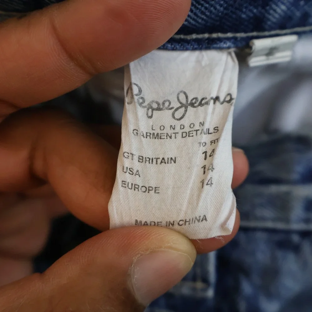 Vintage 90s Pepe Jeans Denim Worxx Straight‎ Leg Size 14 Kids Skate Blue Cotton